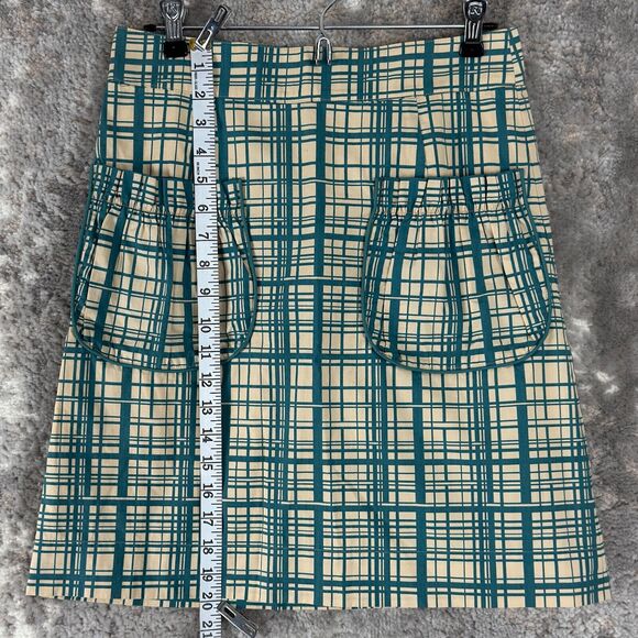 Girls From Savoy Sz 2 Ruffle Pocket A-Line Plaid Mini Skirt High Waist Anthropol - Picture 3 of 10